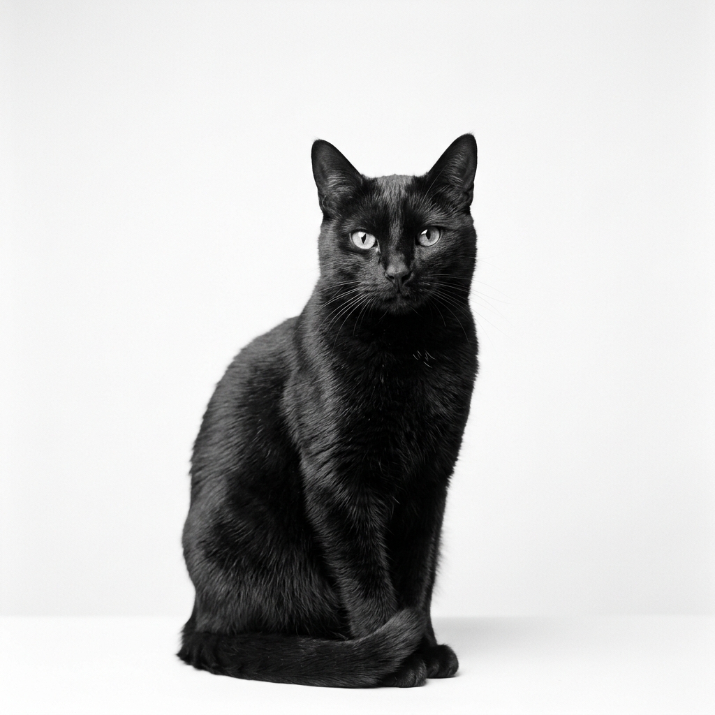 Majestic, elegant cat portrait in high-contrast black and white