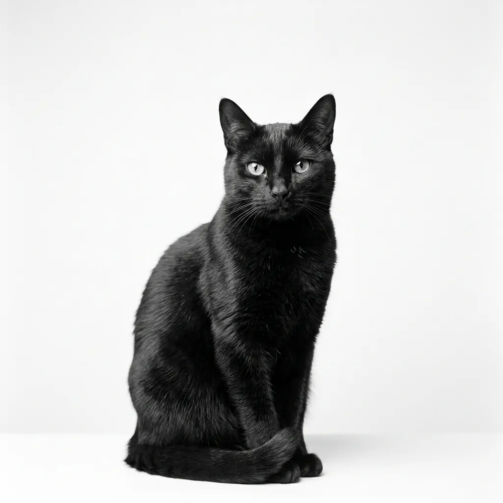 Majestic, elegant cat portrait in high-contrast black and white